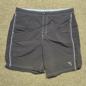 Mens Caribbean Swimwear Blue Swim Trunks Shorts Drawstring Mesh Lining Sz Large
